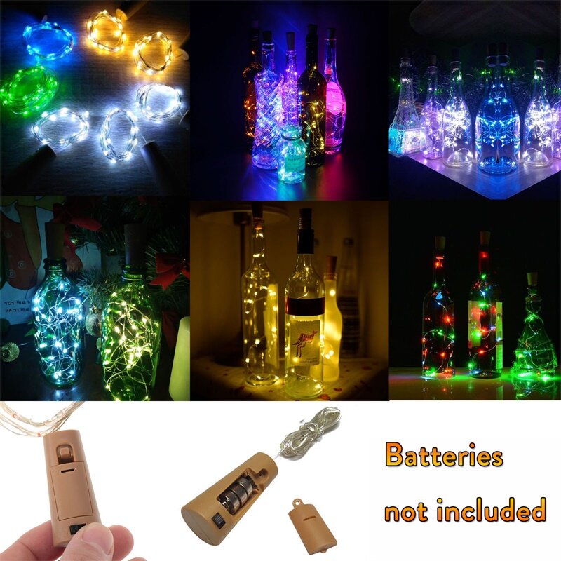 1M 2M 3M 10 20 30 LED Cork Shaped Silver Copper Wire String  Fairy Light Wine Bottle for Glass Craft Christmas Party Decoration