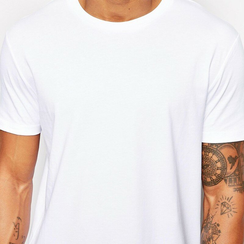2024 브랜드 남성용 코튼 의류, 흰색 롱 티셔츠, 힙합, 엑스트라 롱 길이, 남성 상의, 긴 라인 티셔츠