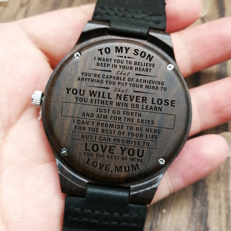 Wooden Watch Wood Watch Engraved Watch Mom To Son Believe Deep Capable Achieving Your Mind To Love Your Rest of Mine You Will Ne