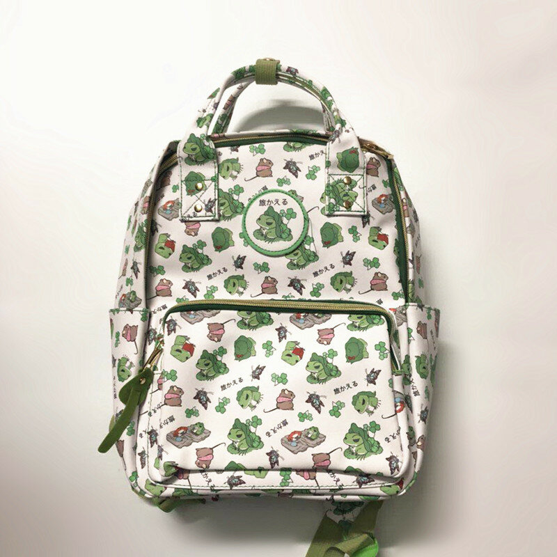 Рюкзак для путешествий из искусственной кожи с рисунком в виде лягушки, милый рюкзак для девочек, Модный повседневный дорожный рюкзак из тк...