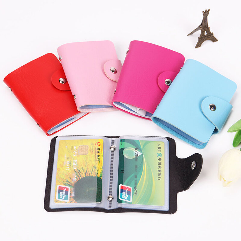 Porte-cartes en plastique double face pour hommes et femmes, portefeuille multicolore, sac d'affaires, sac à cartes de bus, sacs à main de petite taille, 24 emplacements