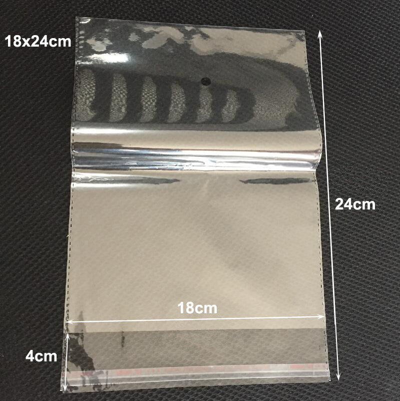 400pcs/lot 14*24, 16*24, 18*24, 20*24cm Clear Plastic Self-adhesive Seal OPP Bags With Holes Candy Christmas Packaging Bags