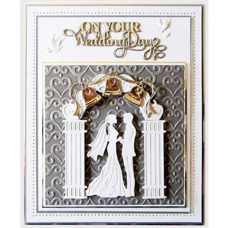 Los amantes de la boda Pavilion cuadrado ondulado marco campana cortar troqueles artesanía DIY tarjeta hacer Plantilla de Scrapbooking troquelado nuevo 2019