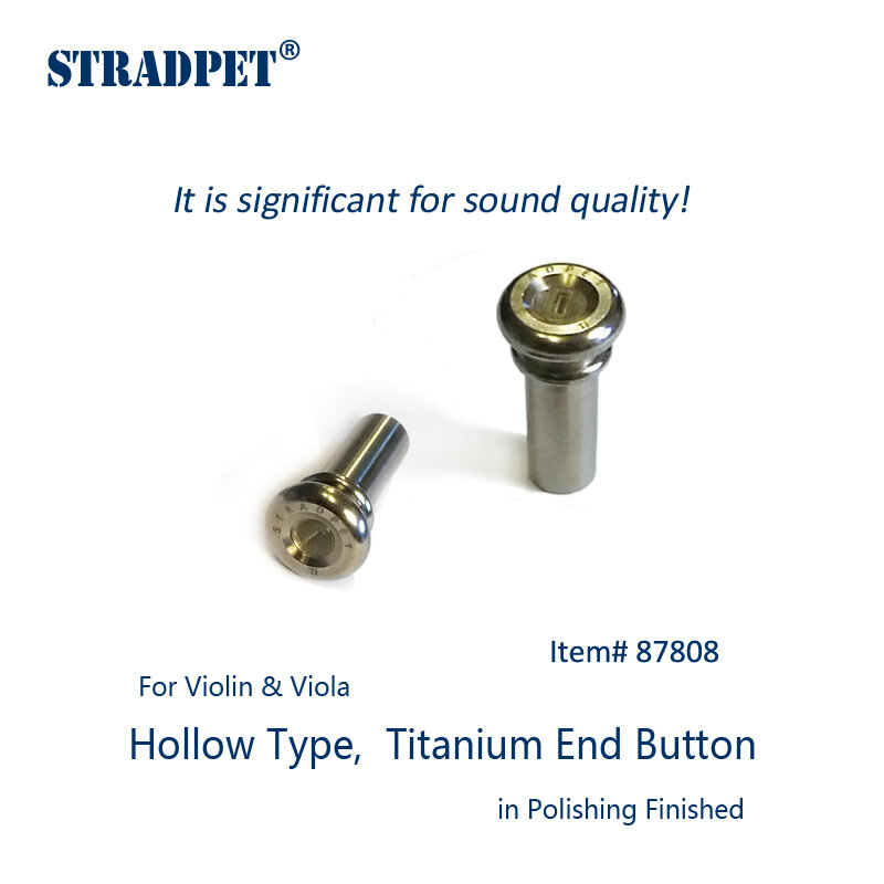 STRADPET botón de extremo de titanio, tipo hueco y sólido para violín y viola, brillante y gris pistola