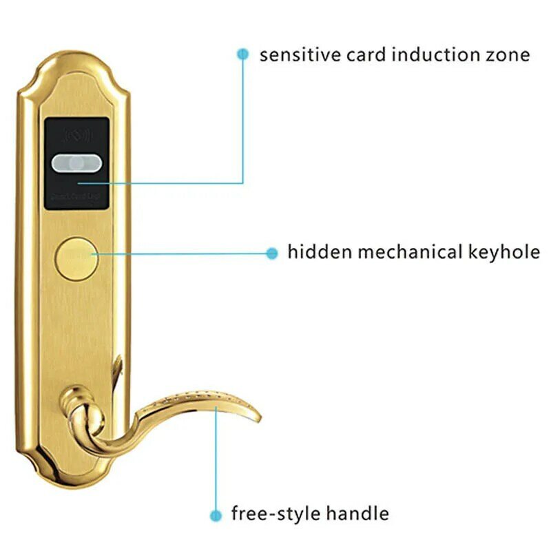 Lachco fechadura digital promoção inteligente, eletrônica cartão rfid porta fechadura com chave para hotel casa apartamento escritório l16016sg