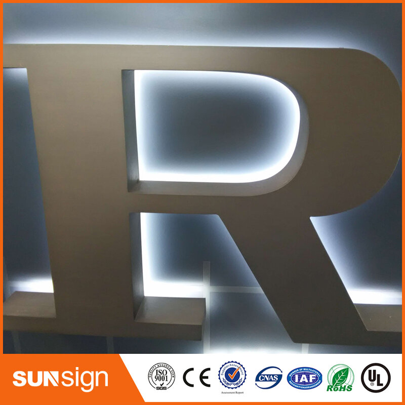 Letrero personalizado de acero inoxidable para exteriores, iluminación a precio de fábrica