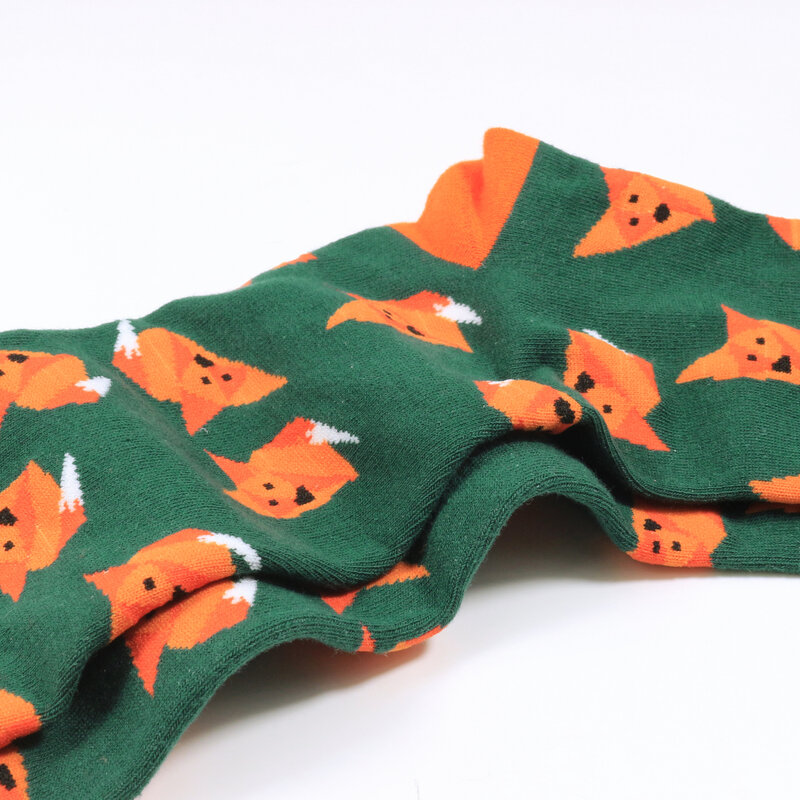 PEONFLY 1 Pair Men Socks Cotton Funny Crew Socks Cartoon Animal Dog Pattern Happy Socks Novelty Sokken For Christmas Gift