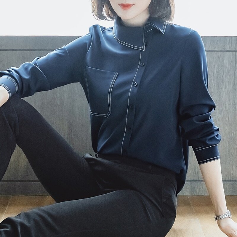 Plus Größe Koreanische Mode Frau Kleidung Feminine Bluse Hülse Lange Shirt Weibliche Ol Büro Tragen Frauen Tops Und Blusen DD2083