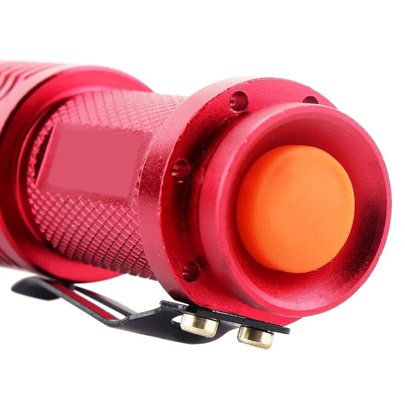 Mini Lanterna LED à prova d'água ajustável, Tocha Zoomable, Tocha Vermelha, AA, 14500, 2000 Lumens, Q5, 3 Modos