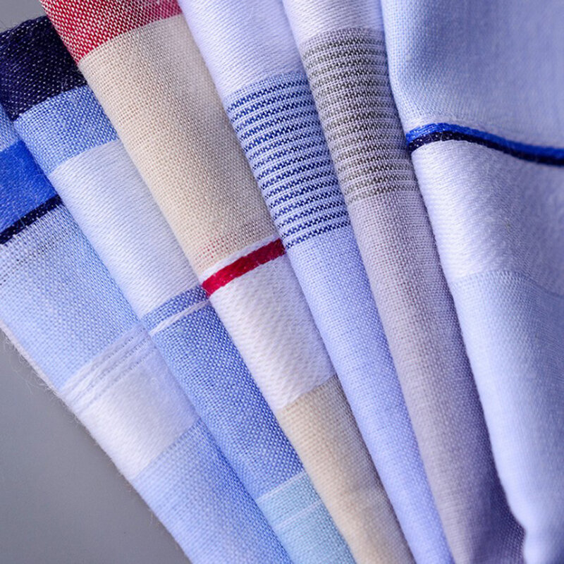 5Pcs Fashion Plaid Stripe Pocket Square Handkerchiefs For Old Men Classic Soft 38*38cm Random Color Cotton Suit Pocket Square