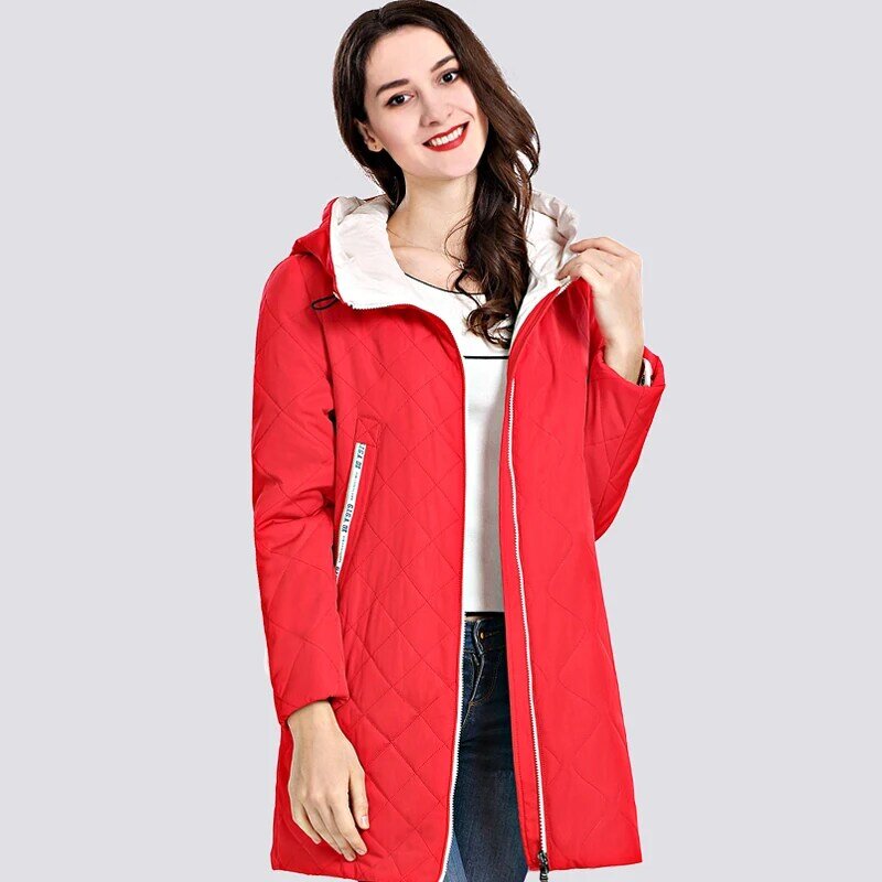 2020春もみじ女性のパーカーコート薄型女性ジャケットロングプラスサイズフード付き高品質暖かい綿コート新生き抜く