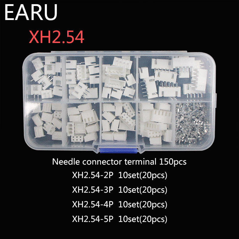 Kit de terminales de paso XH2.54, 2p, 3p, 4p, 5 pines, 230mm, carcasa, cabezal de pin, conector JST, adaptador de conectores de cable XH, 2,54 piezas