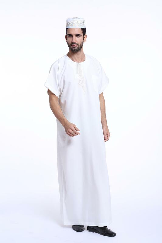 Muslim Men Thobe Moroccan Caftan Arabic Men's Clothing Islamic Turkish Robe Jubba Thobe Abaya Dubai Jalabiya Dresses Middle East