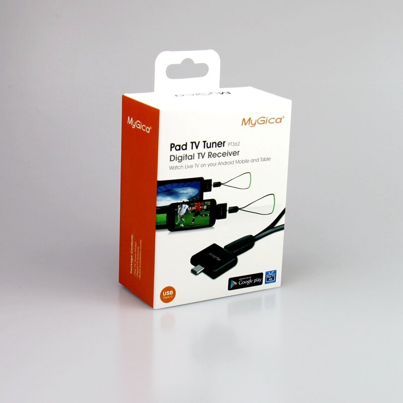 Geniatech-Mygica Type-C USB Tuner Pad, HD TV Stick, PT362 Assista DVB-T2/-T no telefone Android, Pad-H.265, H.264, Full HD, DVB T2, Top