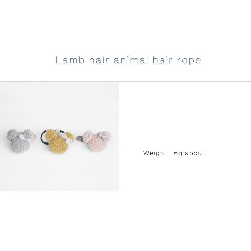Baby Accessories Lamb Hair Animal Shape Wool Felt Hairbands Hair Rope Children Cartoon Hair Ring Girl Elastic Hair Bands
