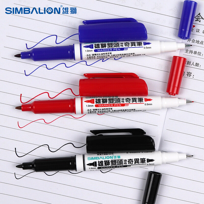 Double - Headed Marker ปากกา 3 สี 12 ชิ้น/กล่องปลอดสารพิษน้ำมันคู่เครื่องหมายศิลปะถาวรปากกาสำหรับอุปกรณ์ศิลปะ