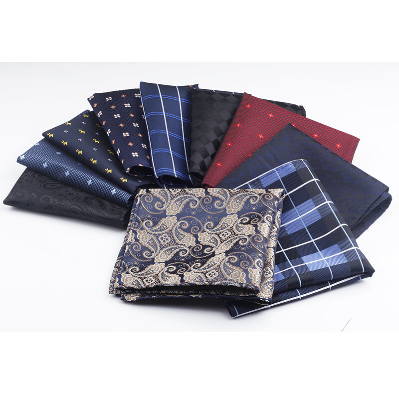 Lenços xadrez e lenços de 10 cores, lenços casuais para homens, de negócios e com bolsos quadrados
