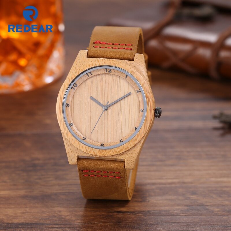 Reloj de madera resistente al agua para hombre, relojes de madera de cuero Real de lujo superior de arce de Bambú