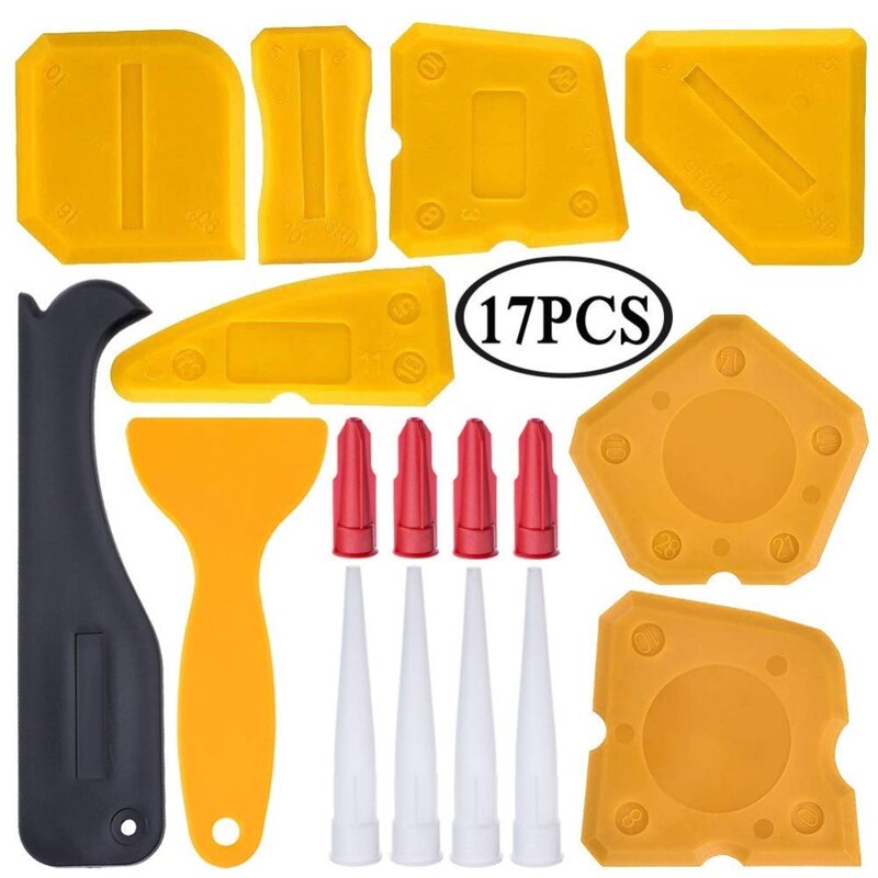 Free Shipping  Professional Tool Kit 17 Pieces Caulking Tool Kit Silicone Sealant Finishing Tool Grout Scraper