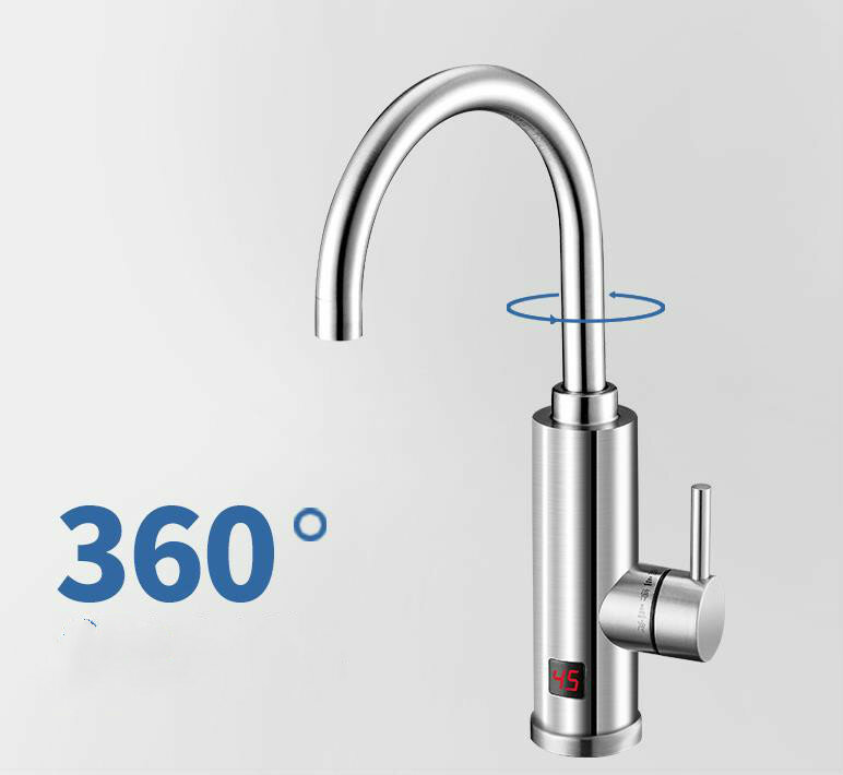 電気温水器タップインスタント給湯器ステンレス鋼 360 度回転キッチン温度表示