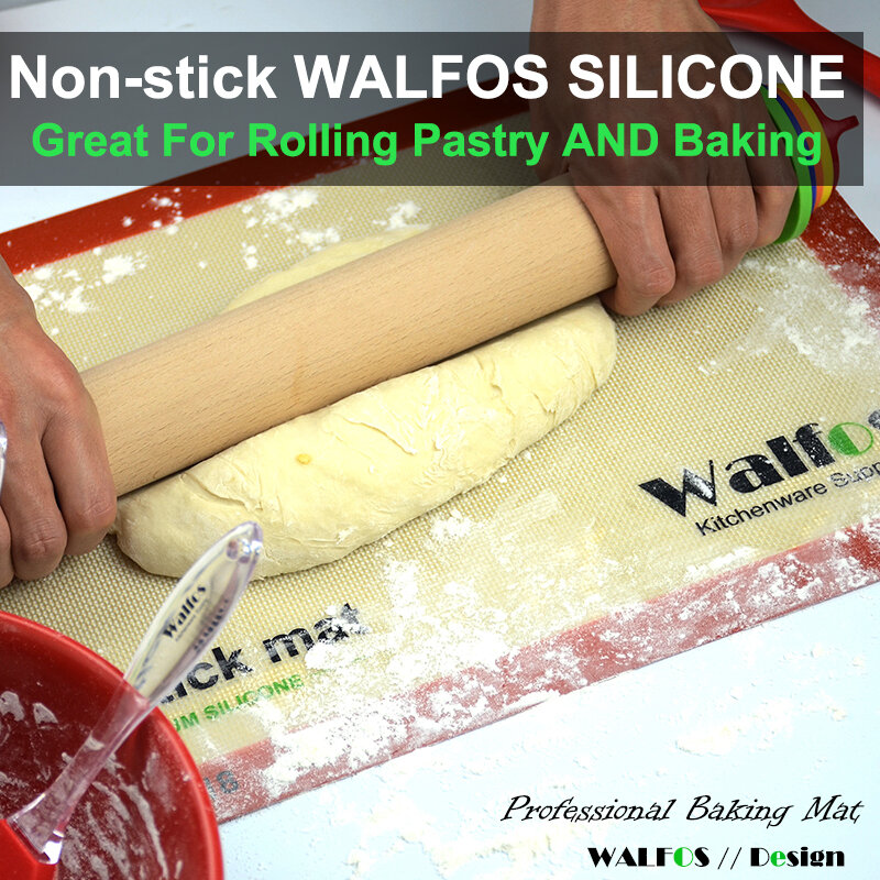 WALFOS Silikon Tidak Lengket Alas Panggangan Alat Pembuat Kue Adonan Gulung Alas Adonan Ukuran Besar untuk Kue Kering Macaron