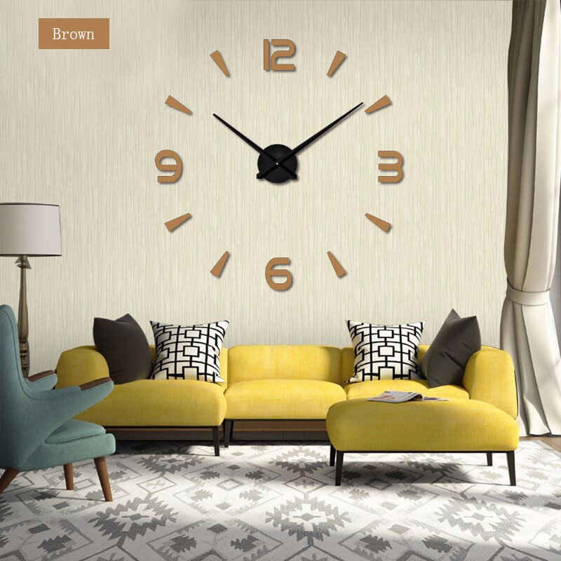 2020 Super Big 3d DIY Mirror Wall Clock Acrylic  Metal Modern Digital Watches Sticker Wall Decorate Clocks Free shipping