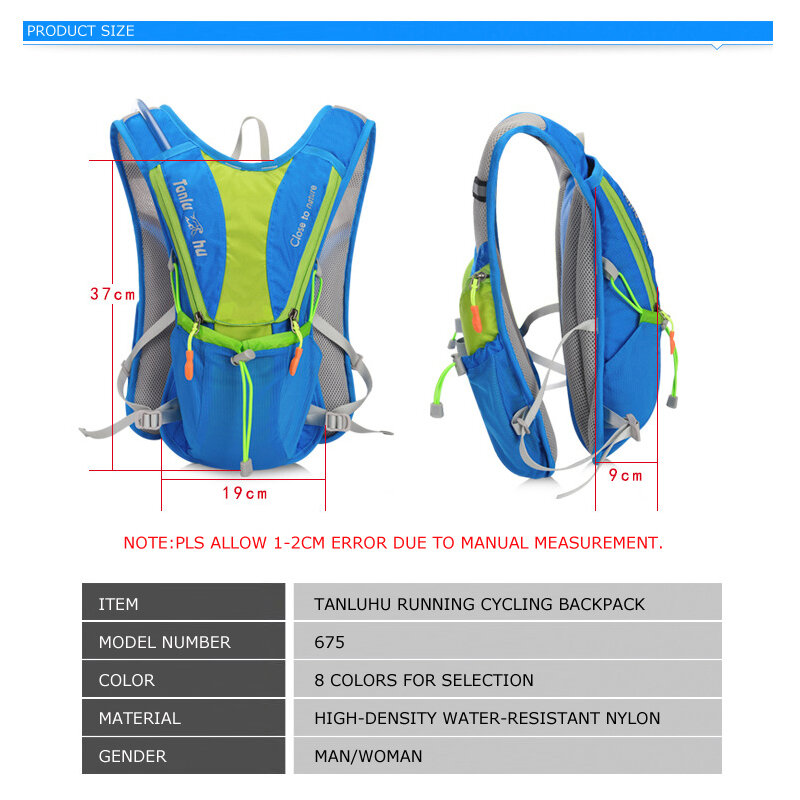 TANLUHU – sac à dos d'hydratation ultraléger pour Marathon en plein air, course à pied, cyclisme, randonnée, sac gilet pour bouteille d'eau 2L, 675