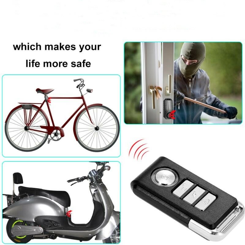 Alarma antirrobo inalámbrica para bicicleta, alerta de vibración fuerte para puerta/ventana, impermeable, sensor de alarma de control remoto inteligente, 113dB