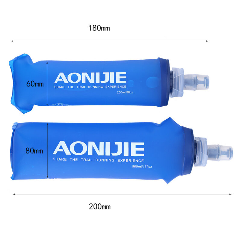 AONIJIE TPU Soft Drink Flask BPA Gratis Lipat Botol Air Olahraga Perlengkapan Minum untuk Luar Ruangan Berkemah Jejak Lari Joging 250Ml 500Ml