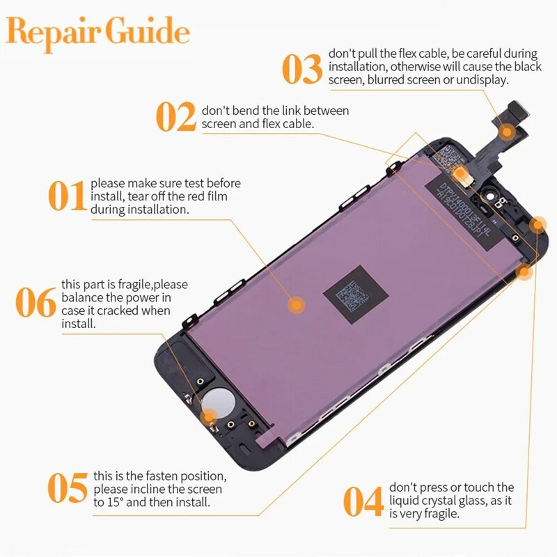 Tela LCD para iphone 6, 7, 8 plus, x, 6s, 5, 5S, xr, xs max, peça de reposição