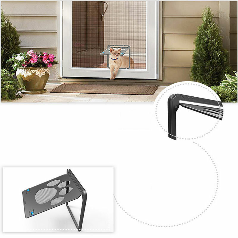 Mascota perro gato gatito puerta perro estampado de huellas cerradura magnética ventana pantalla puerta para perro pequeño gato mascota suministro