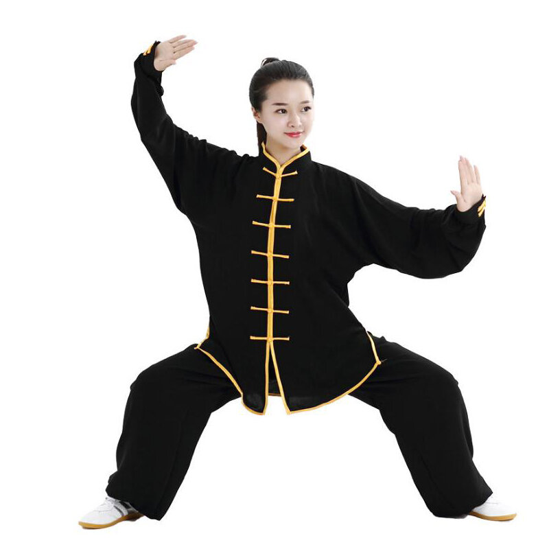 Костюмы для кунг-фу с длинным рукавом, одежда для тайцзи, традиционная китайская народная одежда для уличных прогулок, утренние спортивные костюмы, форма для боевых искусств