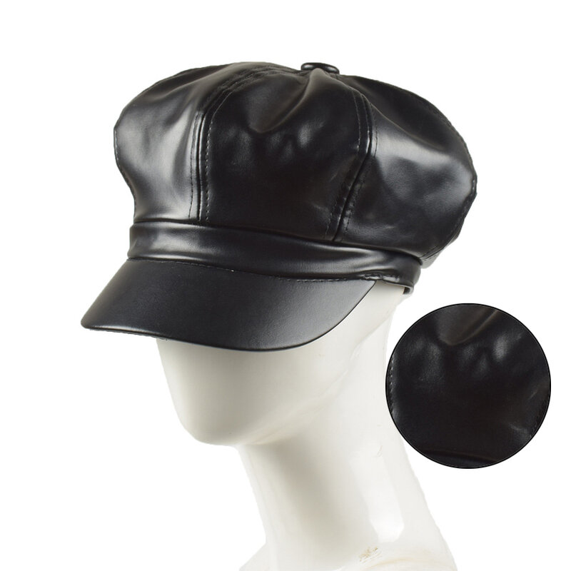 قبعة مثمنة من جلد البولي يوريثان بلون عتيق للنساء والرجال ، قبعة غير رسمية ، إكسسوارات ملابس عصرية للجنسين