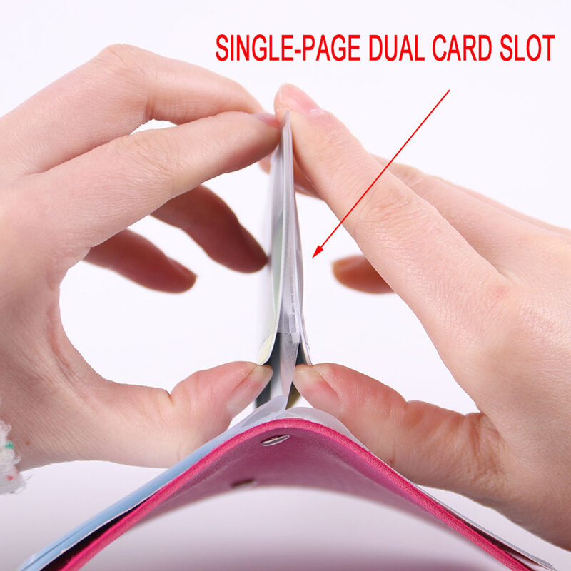 24 Card Slots Double Sided Plastic Card Holder Small Size Multicolor Business Pack Bus Card Bag Women Purses Men Wallet