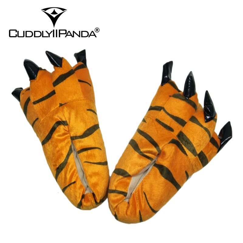 CuddlyIIPanda Brand Hot Sale Funny Animal Paw Slippers Cute Claw Slippers Cartoon Warm Soft Plush Winter Indoor Shoes