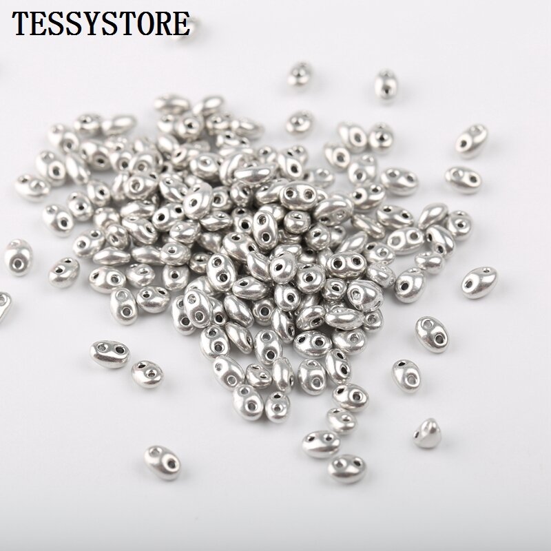 10 perle di vetro a doppio foro 2.5x5mm ceche colorate perle di vetro ovali per gioielli che fanno collana braccialetto accessori fatti a mano