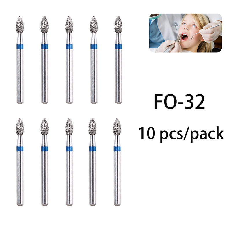 10 unids/pack BR-31 diamante Dental Burs taladro odontológico mango diámetro 1,6mm herramientas de dentista BR-41 TR-13 FO-32 SF-41