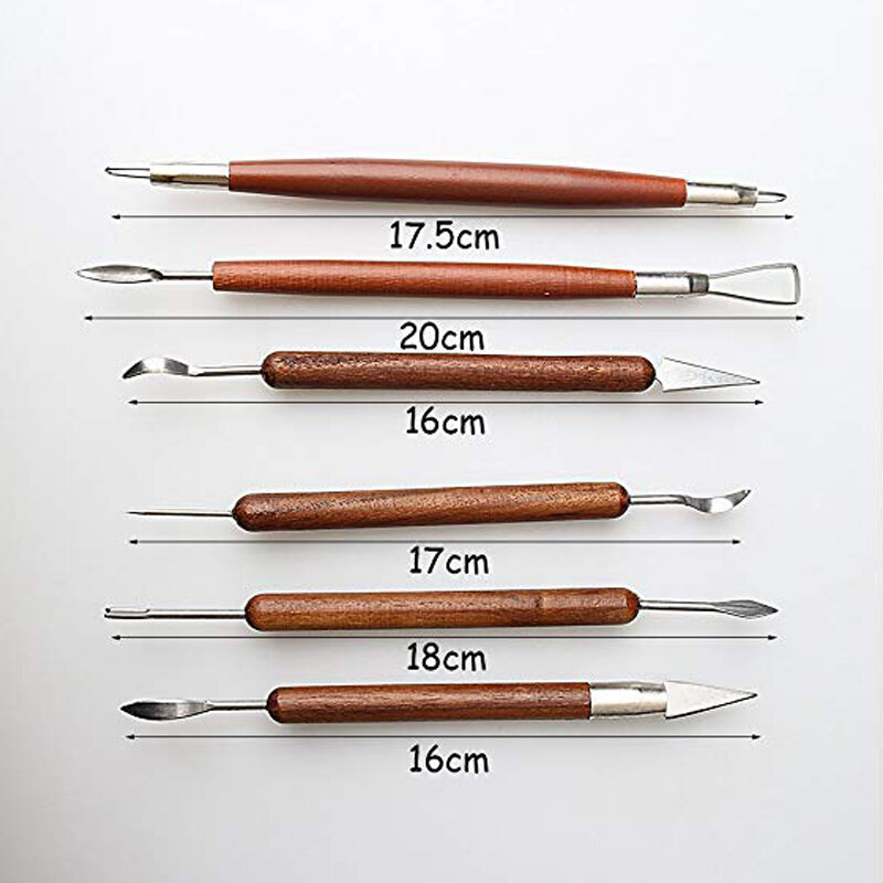 6Pcs Clay Sculpting Tools Wooden Handle Double-Sided Set for Pottery Sculpture Pottery Tools Sculpting Carving Tool Set