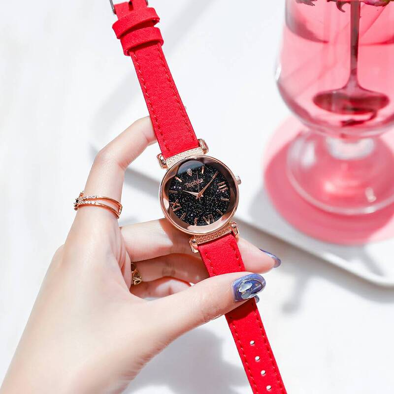 Relógios Estrela Céu Estrelado Relógio das mulheres 2019 Moda Das Senhoras Das Mulheres De Pulso De Couro Relógio de Presente De Quartzo Relógios de Luxo Relogio feminino