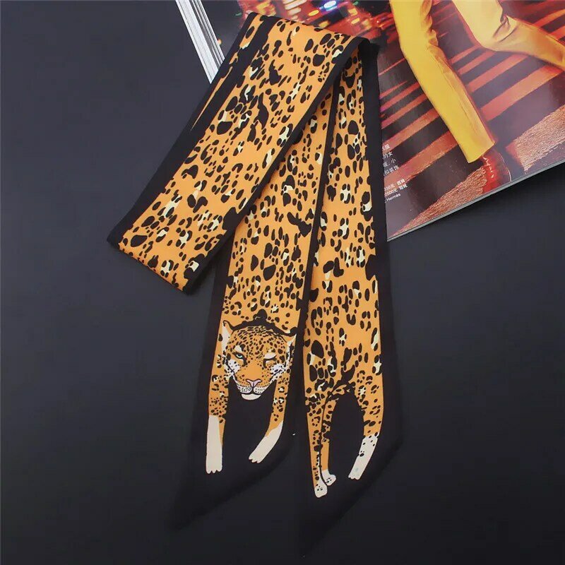 17 farben Animal Print 2023 Neue Tasche Dünne Silk Schal Für Frauen Luxus Marke Foulard Frauen Krawatte Mode Kopf Schals für Damen