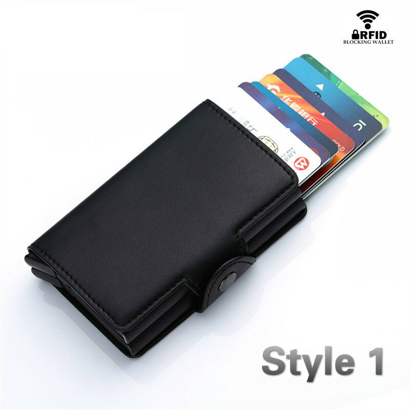 Противокражный мужской кошелек ZOVYVOL, винтажный бумажник для кредитных карт, блокировка Rfid, кожаный Алюминиевый металлический чехол, кошеле...