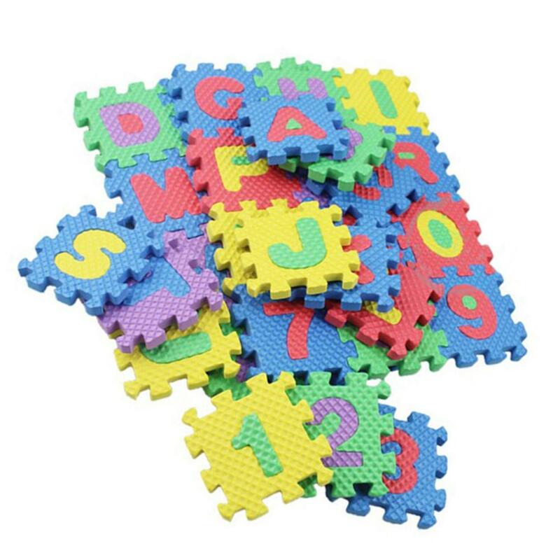 EVA 문자 패턴 폼 퍼즐 어린이 카펫 분할 매트 36 개, 아기 게임 실내 부드러운 활동 퍼즐 매트