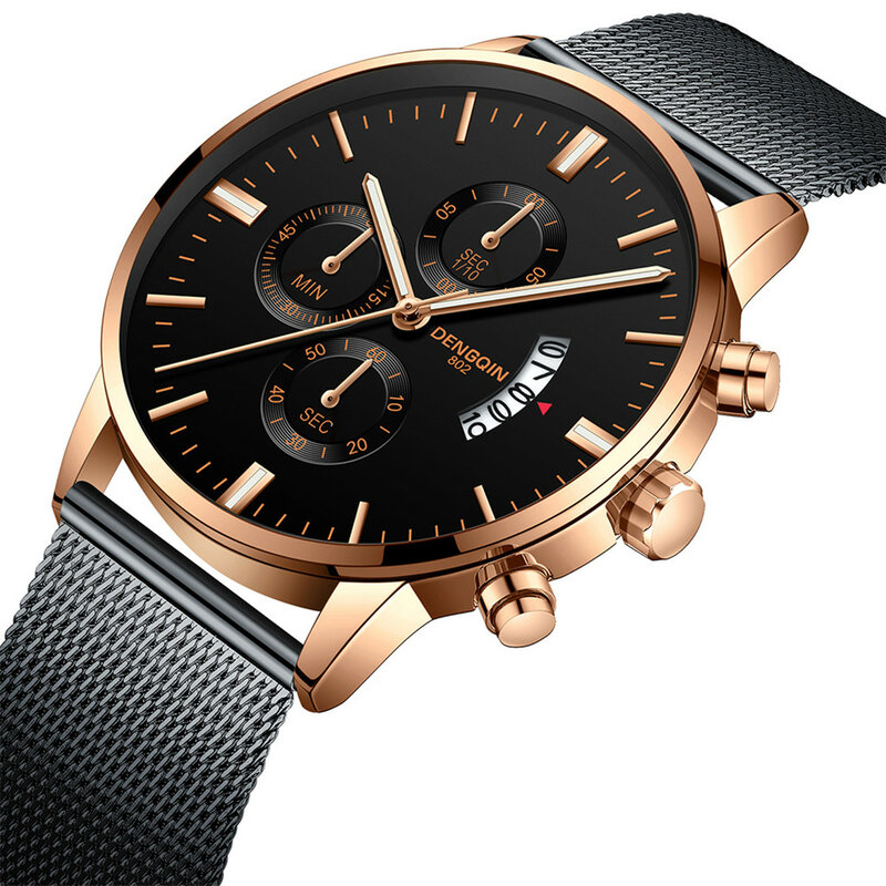Reloj de pulsera de cuarzo de lujo deportivo militar de acero inoxidable banda de esfera reloj masculino zegarek meski bransoleta kol saati