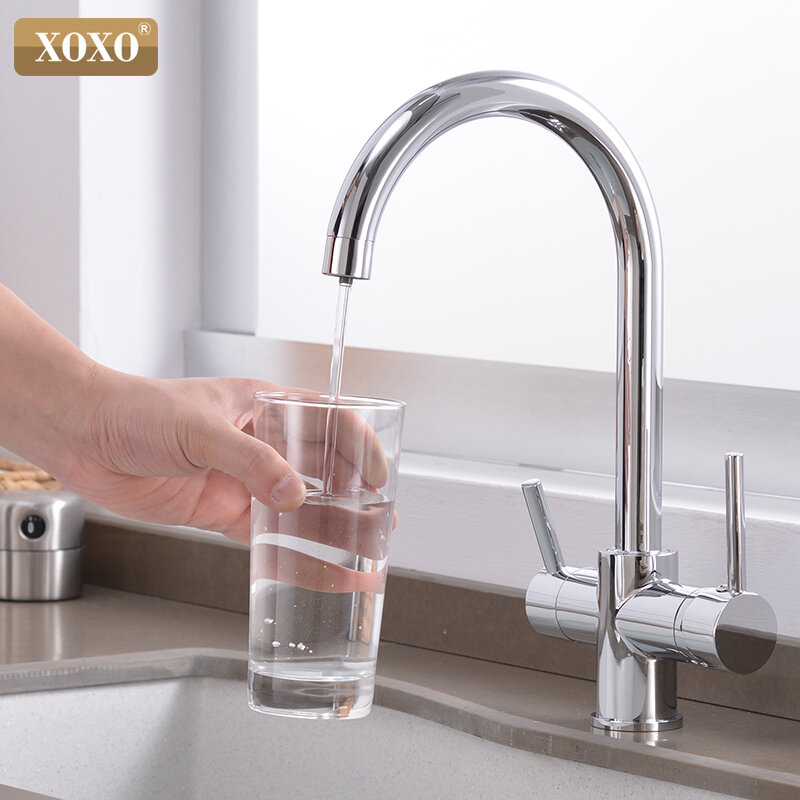 XOXO Filter Kitchen Faucet Drinking Water Chrome Deck Mounted Mixer Tap 360 Rotation Pure Water Filter Kitchen Sinks Taps 81038