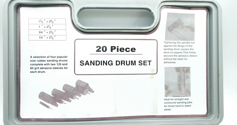 Kit de lijado de tambor alargado, manguitos abrasivos de goma para prensa de taladro, juego de herramientas de carpintería, 1/2 ", 3/4", 1 ", 1-1/2", 20 unids/set por juego, nuevo
