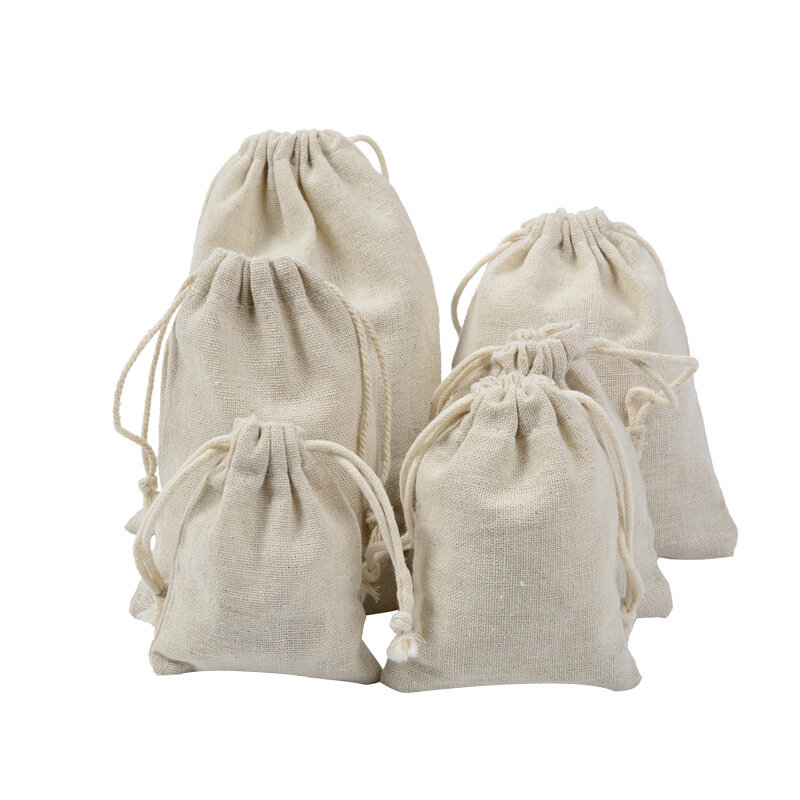 أكياس أتربة برباط مخصصة من القطن الأبيض الطبيعي يغطي حقائب اليد حقيبة تسوق قطنية لتعزيز تغليف الأحذية