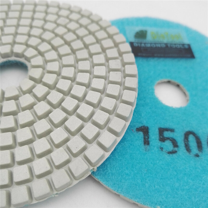 SHDIATOOL 10 piezas 4 "/100mm Grit 1500 profesional blanco diamante almohadillas de pulido de resina Bond discos de lijado disco de pulido de piedra