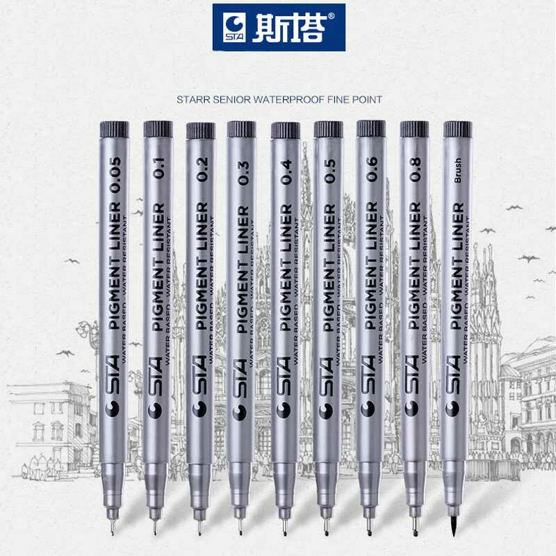 STA Black micron pen Hook Liner sketch markers Drawing Waterproof Fade Proof Art Supplies Manga Comic Handwriting Brush Pen