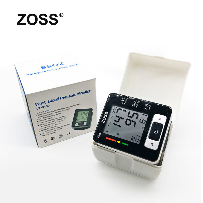 ZOSS  English or Russian Voice Cuff Wrist Sphygmomanometer Blood Presure Meter Monitor Heart Rate Pulse Portable Tonometer BP