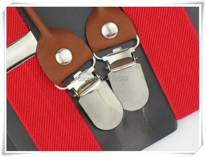 BD027-- 10pcs/lot Hot 2.5*65cm 12 colors Leather Baby Suspenders High quality 4 clips adjustable elastic braces Kids Accessories